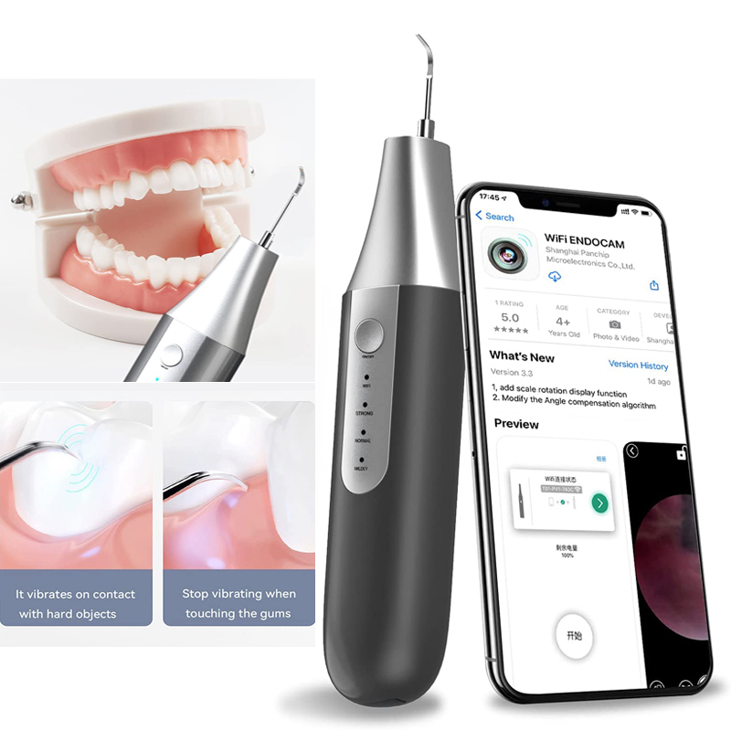 Cleaner de dientes ultrasónico Visible Visible Linkable - Reparador de placas dental de kit dental de limpiador para adultos, aplicación para iPhone y Android